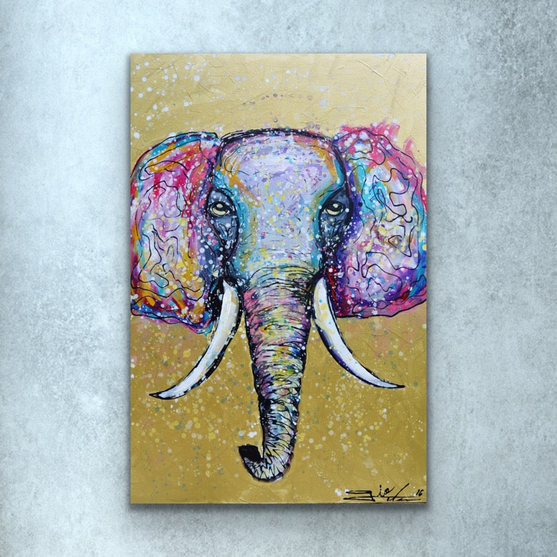 Gold Elephant Print